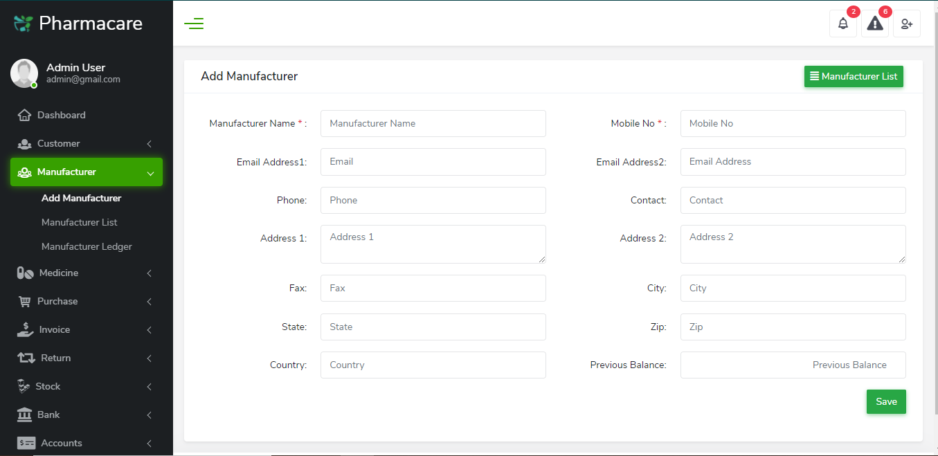 Add Manufacturer